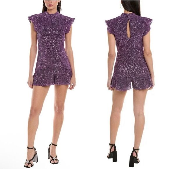 Saylor Mallissa Sequin Romper Playsuit Purple Size Small - Picture 1 of 6